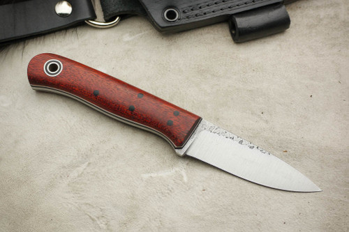 Fiddleback Forge, Andy Roy Custom Hiking Buddy Fixed Blade (Flat Tang) Knife w/ Bloodwood Handle & Thick Black & Thin White Liners - 5