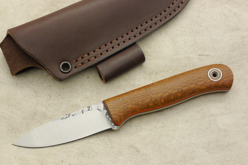 Fiddleback Forge, Andy Roy Custom Hiking Buddy Fixed Blade (Tapered Tang), Knife w/ Lacewood Handle & Thick Natural & Thin Orange Liners - 4