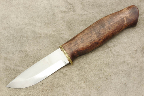 Karesuando Kniven 3504 The Piglet - Fixed Blade Knife - Oiled Curly Birch Handle - 3.25" 12C27 Stainless Steel Blade - 2