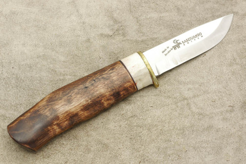 Karesuando Kniven 3508 Wilderness Exclusive - Fixed Blade Knife - Oiled Curly Birch and Reindeer Antler Handle - 3.25" 12C27 Stainless Steel Blade - 1 Karesuando Kniven 3508 Wilderness Exclusive - Fixed Blade Knife - Oiled Curly Birch and Reindeer Antler Handle - 3.25" 12C27 Stainless Steel Blade - 1