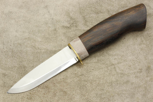 Karesuando Kniven 3509 Boar Exclusive - Fixed Blade Knife - Oiled Curly Birch and Reindeer Antler Handle - 3.75" 12C27 Stainless Steel Blade - 2