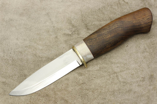 Karesuando Kniven 3509W Galten EX Hunting Knife Walnut - Fixed Blade Knife - Oiled Walnut and Reindeer Antler Handle - 3.75" 12C27 Stainless Steel Blade - 2