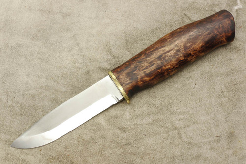 Karesuando Kniven 3511 The Boar - Fixed Blade Knife - Oiled Curly Birch Handle - 3.75" 12C27 Stainless Steel Blade - 1