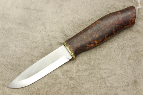Karesuando Kniven 3511 The Boar - Fixed Blade Knife - Oiled Curly Birch Handle - 3.75" 12C27 Stainless Steel Blade - 2