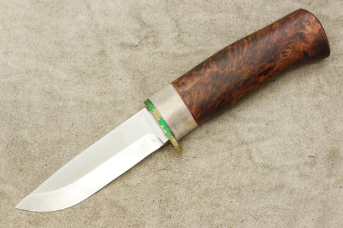 Karesuando Kniven 3533 The Buck - Fixed Blade Knife - Oiled Curly Birch and Reindeer Antler Handle - 3.25" 12C27 Stainless Steel Blade - 1