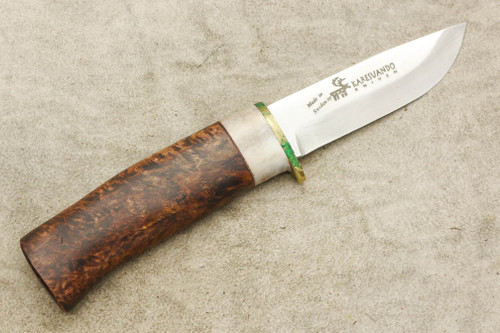Karesuando Kniven 3533 The Buck - Fixed Blade Knife - Oiled Curly Birch and Reindeer Antler Handle - 3.25" 12C27 Stainless Steel Blade - 1 Karesuando Kniven 3533 The Buck - Fixed Blade Knife - Oiled Curly Birch and Reindeer Antler Handle - 3.25" 12C27 Stainless Steel Blade - 1