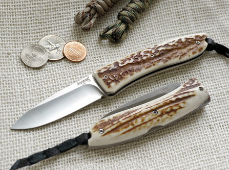 LionSteel Knives Opera 8800CE, Folding Pocket Knife w/ Genuine Stag Handle