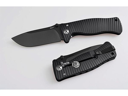 LionSteel Knives SR1 Original SR1A-BB, Folding Pocket Knife w/ Black Textured Monolithic Aluminum Frame/Handle & Black Oxide Coated Blade