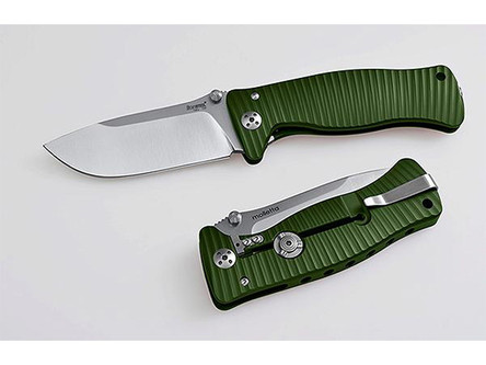 LionSteel Knives SR1 Original SR1A-GS, Folding Pocket Knife w/ Green Textured Monolithic Aluminum Frame/Handle & Satin Finished Blade