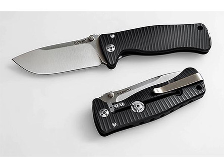 LionSteel Knives SR2 MINI SR2A-BS, Folding Pocket Knife w/ Black Textured Monolithic Aluminum Frame/Handle & Satin Finished Blade