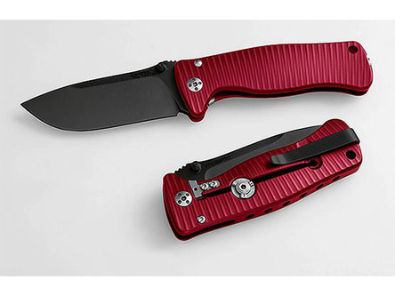 LionSteel Knives SR2 MINI SR2A-RB, Folding Pocket Knife w/ Red Textured Monolithic Aluminum Frame/Handle & Black Oxide Coated Blade