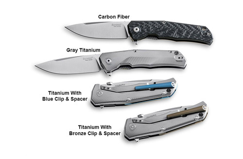 LionSteel Knives T.R.E. Three Rapid Exchange Folding Pocket Knife w/ Textured Carbon Fiber & Textured Titanium Frame/Handle