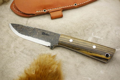 Lon Humphrey Bushcraft Pro - Scandi Grind - Black & White Ebony Handle - 3