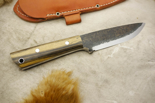 Lon Humphrey Bushcraft Pro - Scandi Grind - Black & White Ebony Handle - 3