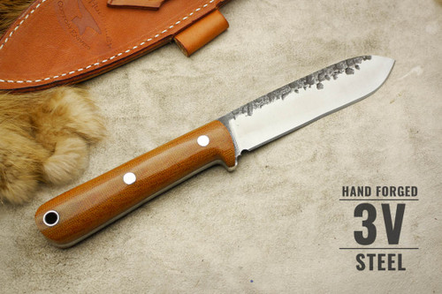 Lon Humphrey Custom Kephart CPM 3V - Partial Flat Grind - Natural Canvas Micarta - 1