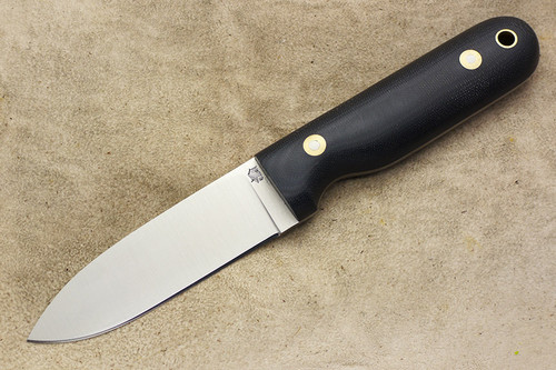 LT Wright Knives Bushcrafter - A2 Steel - Flat Grind - Black Canvas Micarta Handle - Matte Finish