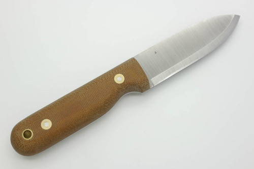 LT Wright Knives Bushcrafter - A2 Steel - Scandi Grind - Natural Canvas Micarta Handle - Matte Finish