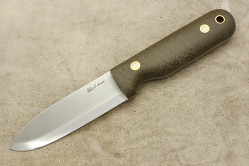 LT Wright Knives Bushcrafter - Scandi Grind - Green Canvas Micarta Handle - Matte Finish