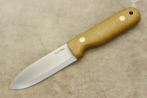 LT Wright Knives Bushcrafter - Scandi Grind - Richlite Maple Paper Handle - Black Liners - Matte Finish