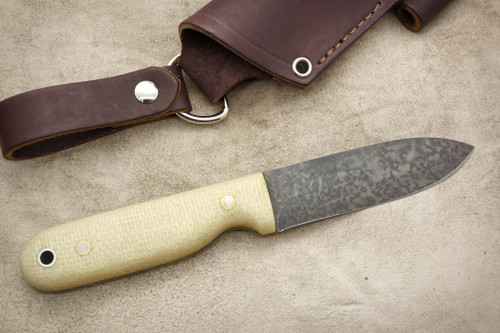 LT Wright Knives Bushcrafter HC - Convex Grind - Oatmeal Burlap - Matte Finish