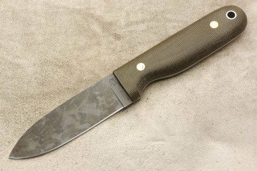 LT Wright Knives Bushcrafter HC - Flat Grind - Green Canvas Micarta - Matte Finish