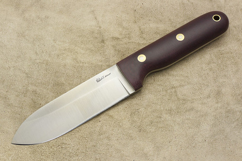 LT Wright Knives Bushcrafter Mark II - Saber Grind  - Double Red Canvas Micarta - Matte Finish