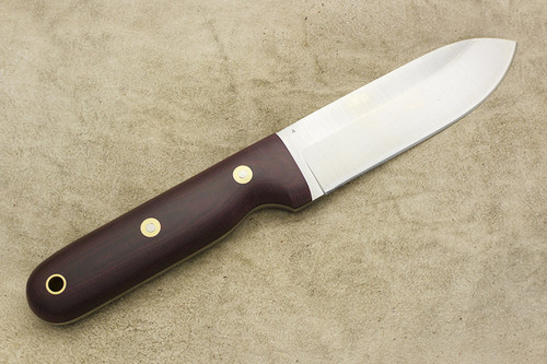 LT Wright Knives Bushcrafter Mark II - Saber Grind  - Double Red Canvas Micarta - Matte Finish