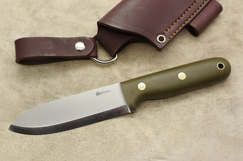 LT Wright Knives Bushcrafter Mark II - Scandi Grind  - Green Canvas Micarta - Matte Finish