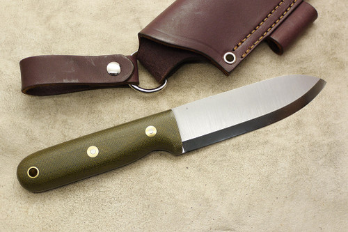 LT Wright Knives Bushcrafter Mark II - Scandi Grind  - Green Canvas Micarta - Matte Finish