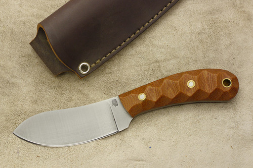 LT Wright Knives Camp MUK - Flat Grind - Natural Canvas Micarta - Mountain Texture