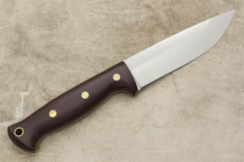 LT Wright Knives Forest Trail - A2 Steel - Saber Grind - Double Red Canvas Micarta Handle - Brass Corby Bolts - Matte Finish LT Wright Knives Forest Trail - A2 Steel - Saber Grind - Double Red Canvas Micarta Handle - Brass Corby Bolts - Matte Finish