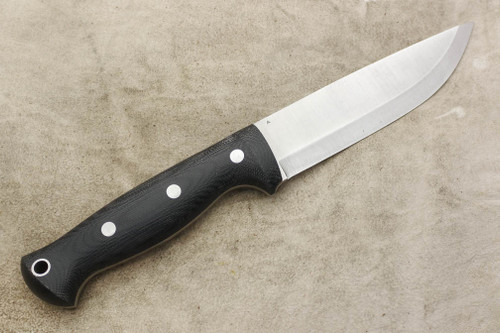 LT Wright Knives Forest Trail - A2 Steel - Scandi Grind - Black Canvas Micarta Handle - Aluminum Corby Bolts - Matte Finish LT Wright Knives Forest Trail - A2 Steel - Scandi Grind - Black Canvas Micarta Handle - Aluminum Corby Bolts - Matte Finish