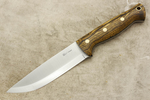 LT Wright Knives Forest Trail - A2 Steel - Scandi Grind - Bocote - Brass Corby Bolts - Matte Finish - 3 / FREE Black Liners!