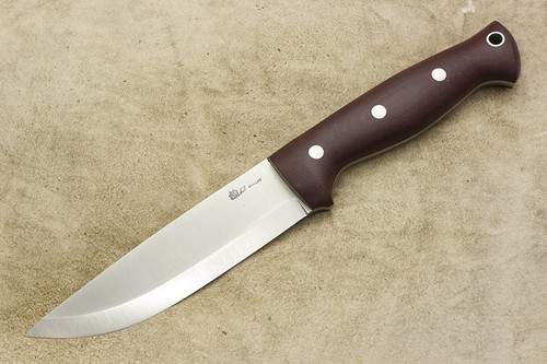 LT Wright Knives Forest Trail - A2 Steel - Scandi Grind - Double Red Canvas Micarta Handle - Aluminum Corby Bolts - Matte Finish