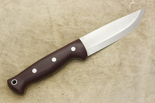 LT Wright Knives Forest Trail - A2 Steel - Scandi Grind - Double Red Canvas Micarta Handle - Aluminum Corby Bolts - Matte Finish