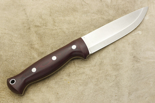LT Wright Knives Forest Trail - AEB-L Stainless Steel - Scandi Grind - Double Red Micarta Handle - Aluminum Corby Bolts - Matte Finish