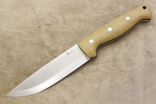 LT Wright Knives Forest Trail - AEB-L Stainless Steel - Scandi Grind - Snakeskin Micarta Handle - Black Liners - Aluminum Corby Bolts - Matte Finish