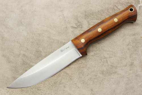 LT Wright Knives Forest Trail - AEB-L Steel - Saber Grind - Desert Ironwood - Brass Corby Bolts - Matte Finish - 1 / FREE Black Liners!