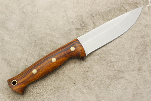 LT Wright Knives Forest Trail - AEB-L Steel - Saber Grind - Desert Ironwood - Brass Corby Bolts - Matte Finish - 1 / FREE Black Liners!