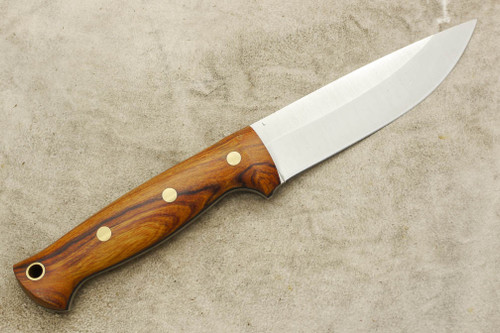 LT Wright Knives Forest Trail - AEB-L Steel - Saber Grind - Desert Ironwood - Brass Corby Bolts - Matte Finish - 2 / FREE Black Liners!