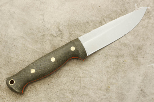 LT Wright Knives Forest Trail - AEB-L Steel - Saber Grind - Green Canvas Micarta - Orange Liners - Brass Corby Bolts - Matte Finish