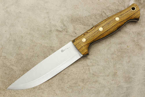LT Wright Knives Forest Trail - AEB-L Steel - Scandi Grind - Bocote - Brass Corby Bolts - Matte Finish - 2 / FREE Black Liners!