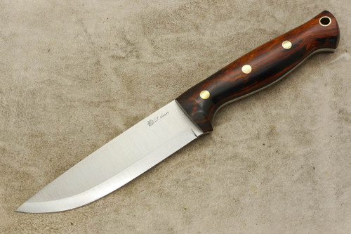 LT Wright Knives Forest Trail - AEB-L Steel - Scandi Grind - Desert Ironwood - Brass Corby Bolts - Polished Finish - 1 / FREE Black Liners!