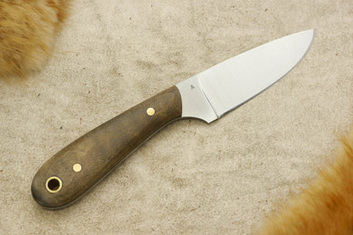 LT Wright Knives Frontier First - A2 Tool Steel - Flat Grind - Dark Curly Maple Handle / FREE Black Liners! - 2