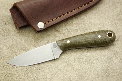 LT Wright Knives Frontier First - A2 Tool Steel - Flat Grind - Green Canvas Micarta - Matte Finish