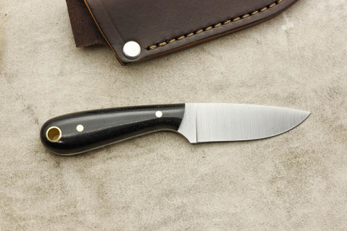 LT Wright Knives Frontier First Patch Knife - A2 Steel - Flat Grind - Black Canvas Micarta - Polished