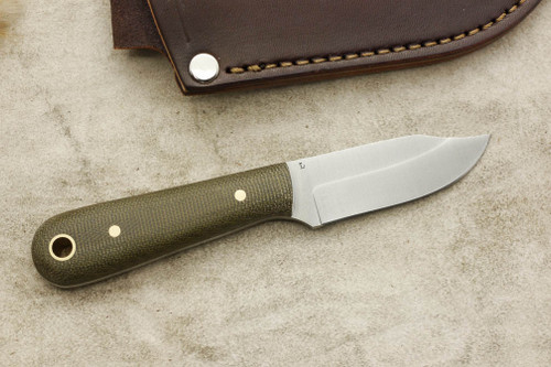 LT Wright Knives Frontier Trapper - AEB-L Steel - Saber Grind - Green Canvas Micarta - Matte Finish