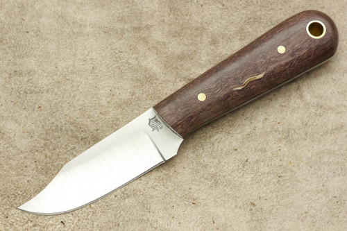 LT Wright Knives Frontier Trapper - O1 Tool Steel - Saber Grind - Dark Curly Maple - 5 / FREE Black Liners!