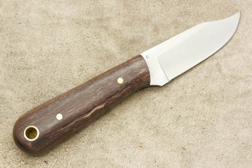 LT Wright Knives Frontier Trapper - O1 Tool Steel - Saber Grind - Dark Curly Maple - 5 / FREE Black Liners!
