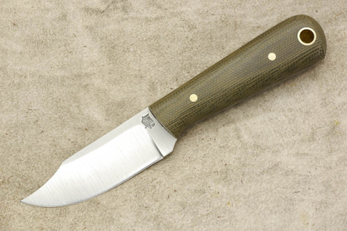LT Wright Knives Frontier Trapper - O1 Tool Steel - Saber Grind - Green Canvas Micarta - Matte Finish